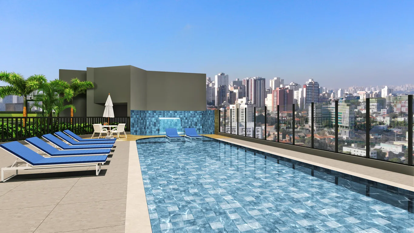 Piscina do Upside View Vila Ema — Lazer Elevado a 190 m da Estação São Lucas